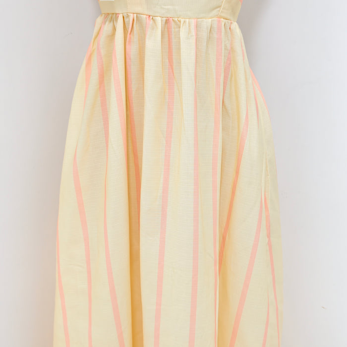 Striped halter-neck backless dress