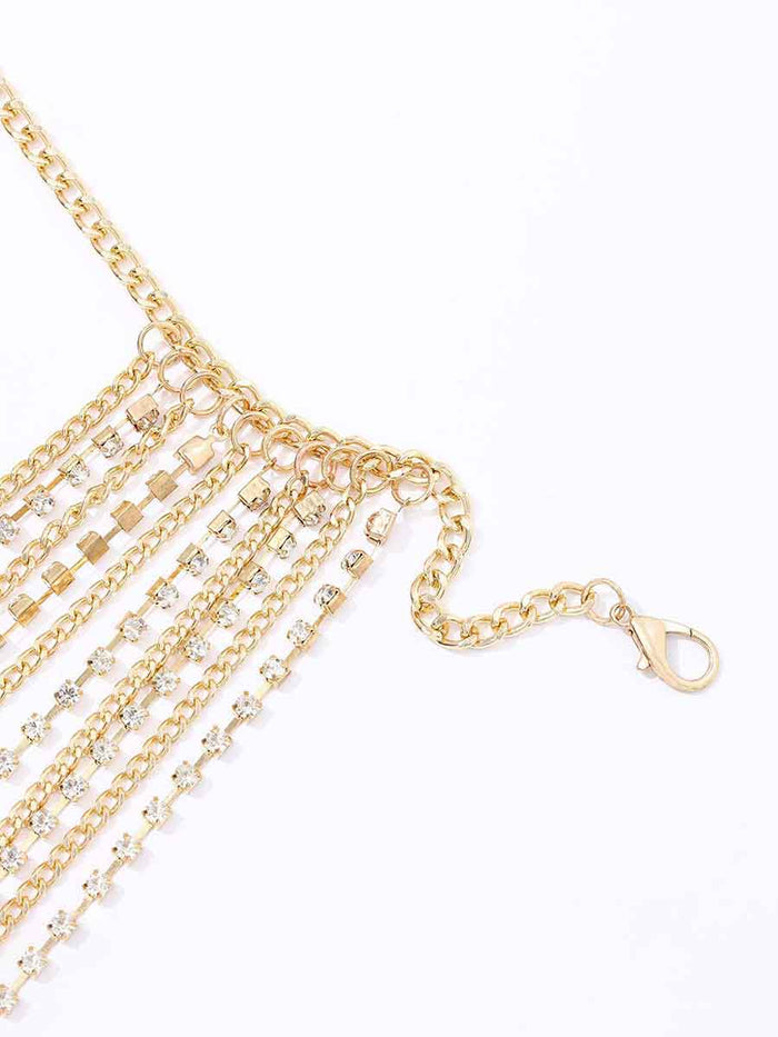 Stylish Bikini Layered Body Chain Rhinestone Mini Skirt