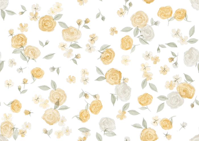 Summer Rose Yellow Off White - Family Fabrics B.V.
