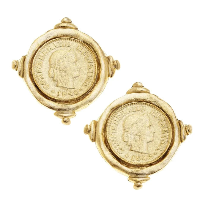 Susan Shaw Coin Stud Earrings