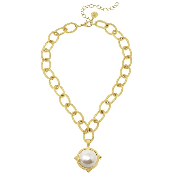 Susan Shaw Pearl Cab Chain Necklace