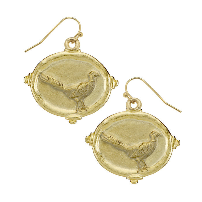 Susan Shaw Pheasant Drop Earrings