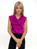 Suzy Cowl Neck Top (Magenta)