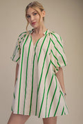 Take Me Along Green Stripe Mini Dress