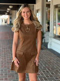 Taking Shape Brown Mini Dress