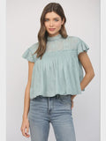 Tell You Everything Top in Dusty Seafoam