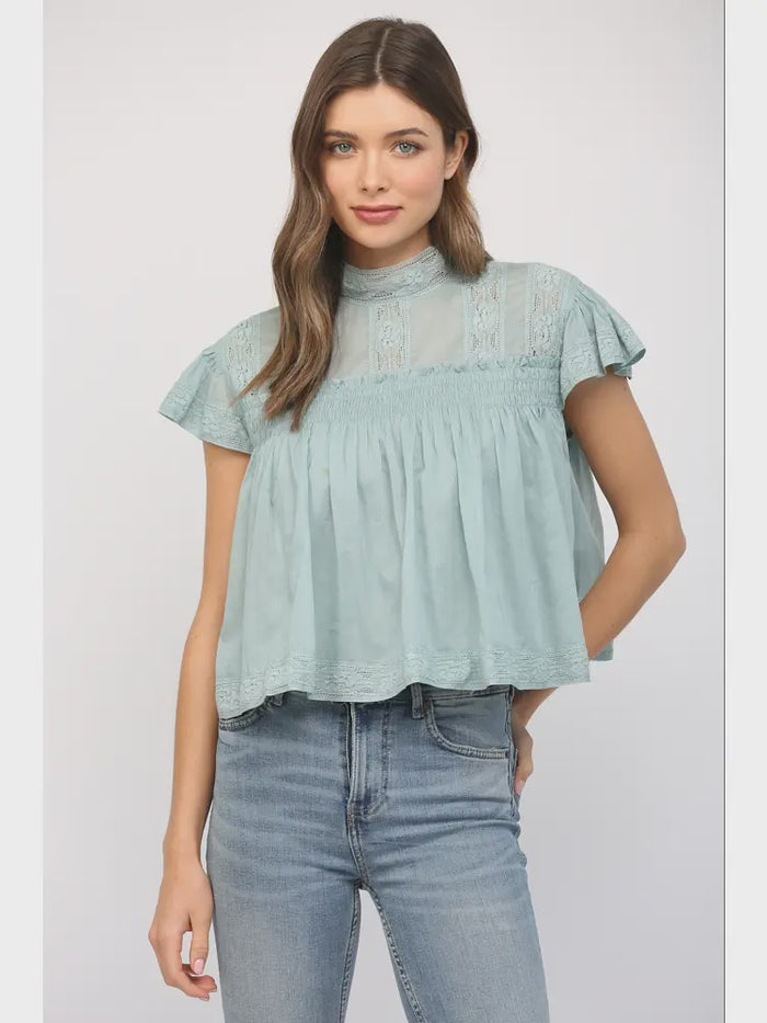 Tell You Everything Top in Dusty Seafoam