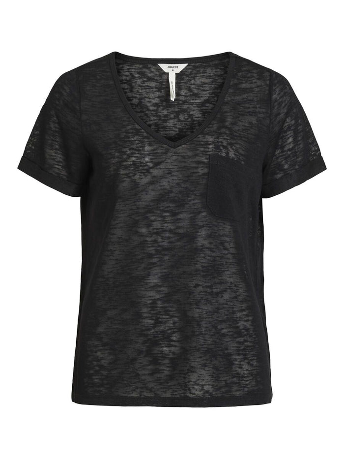 TESSI V NECK T-SHIRT (BLACK)