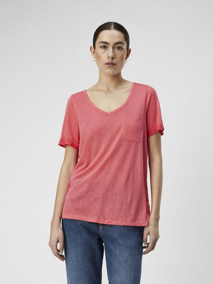Tessi V-Neck T-Shirt (Paradise Pink/Coral)
