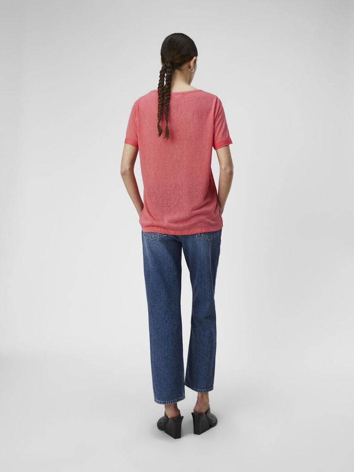 Tessi V-Neck T-Shirt (Paradise Pink/Coral)