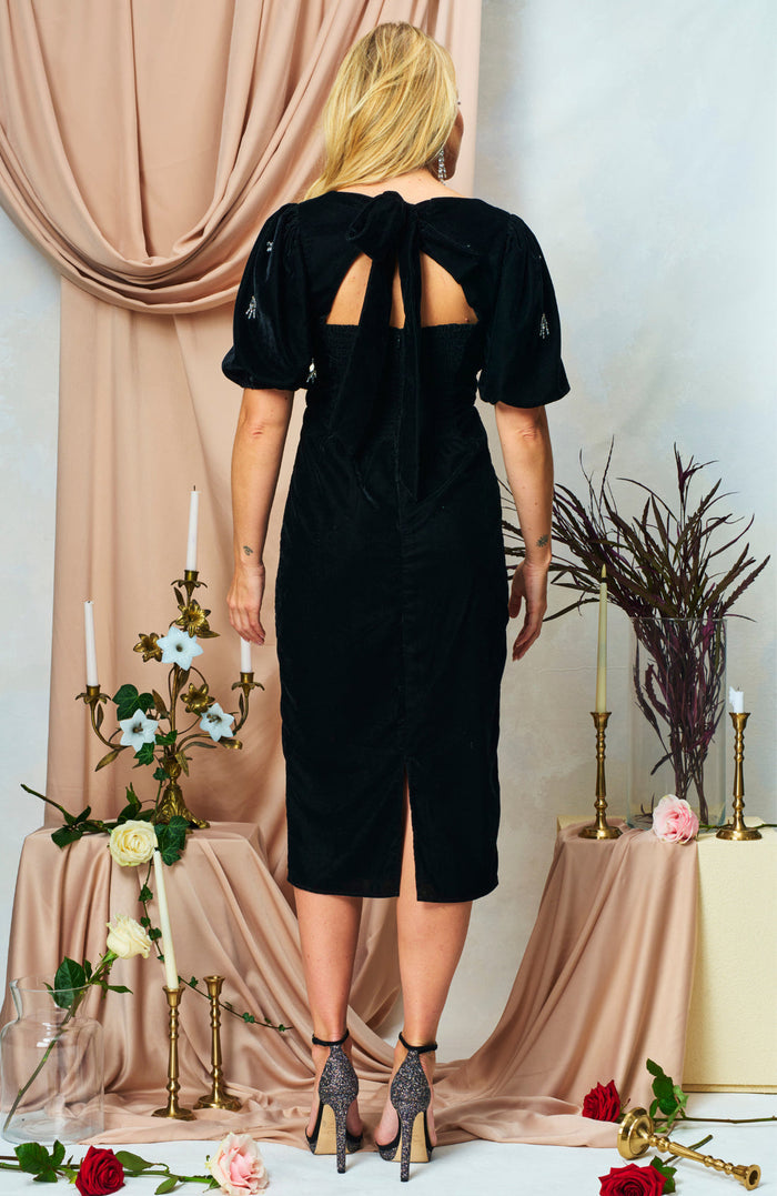 The Bettina Midi Pencil Dress (Black)