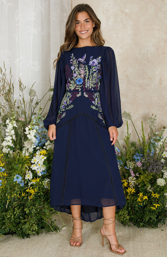 The Cassandra Midaxi Dress (Navy)