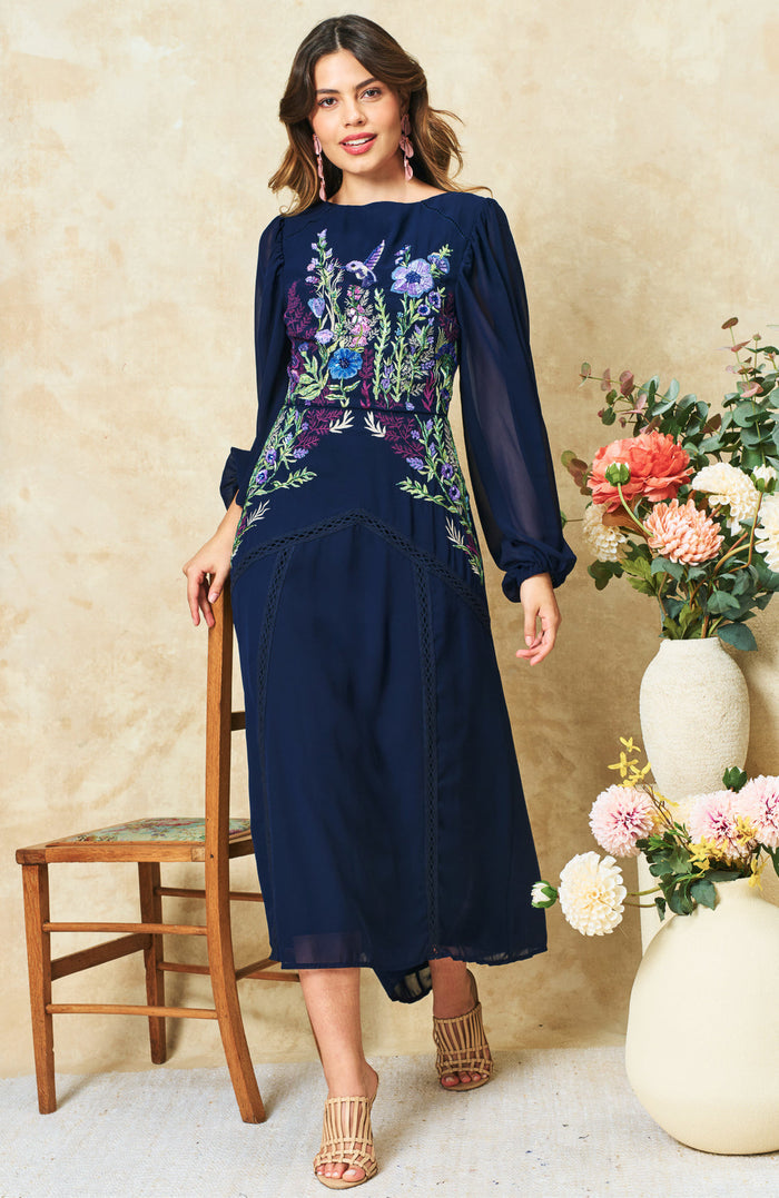 The Cassandra Midaxi Dress (Navy)