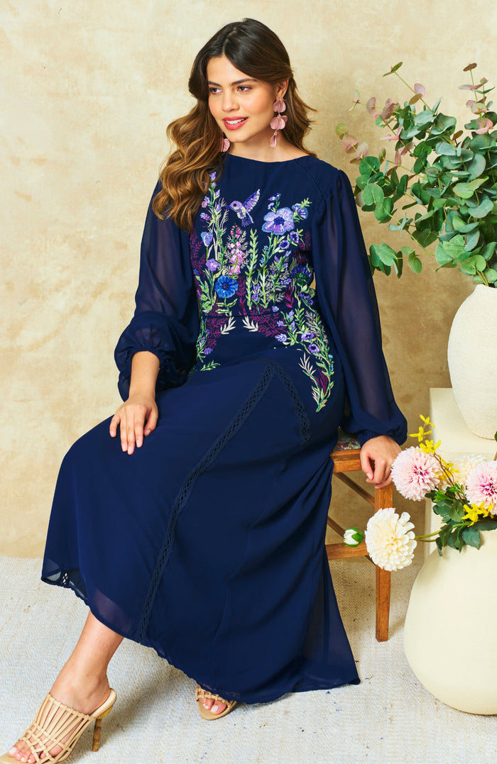 The Cassandra Midaxi Dress (Navy)