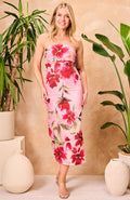 The Faith Sleeveless Pencil Dress (Pink Multi)