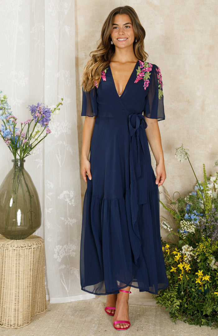 The Grace Maxi Wrap Dress (Navy)