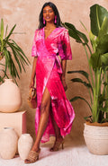 The Hermione Maxi Wrap Dress (Pink Multi)