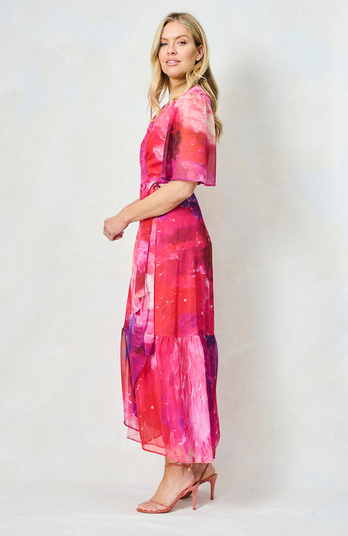 The Hermione Maxi Wrap Dress (Pink Multi)