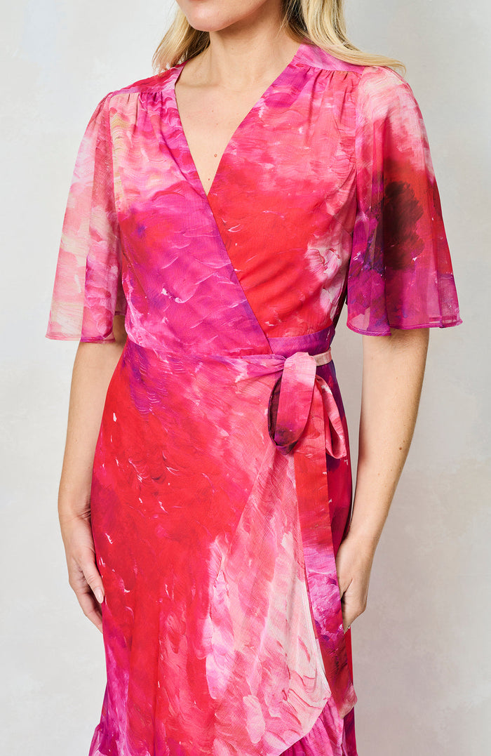 The Hermione Maxi Wrap Dress (Pink Multi)