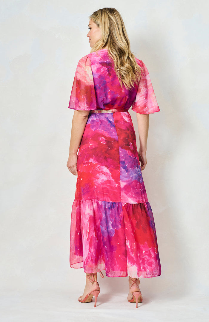 The Hermione Maxi Wrap Dress (Pink Multi)