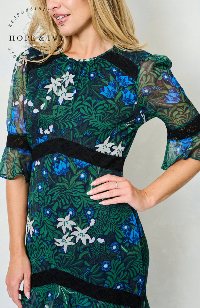 The Jemima Midi Dress (Green Multi)