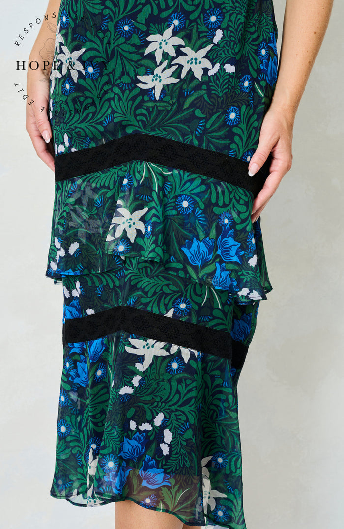 The Jemima Midi Dress (Green Multi)