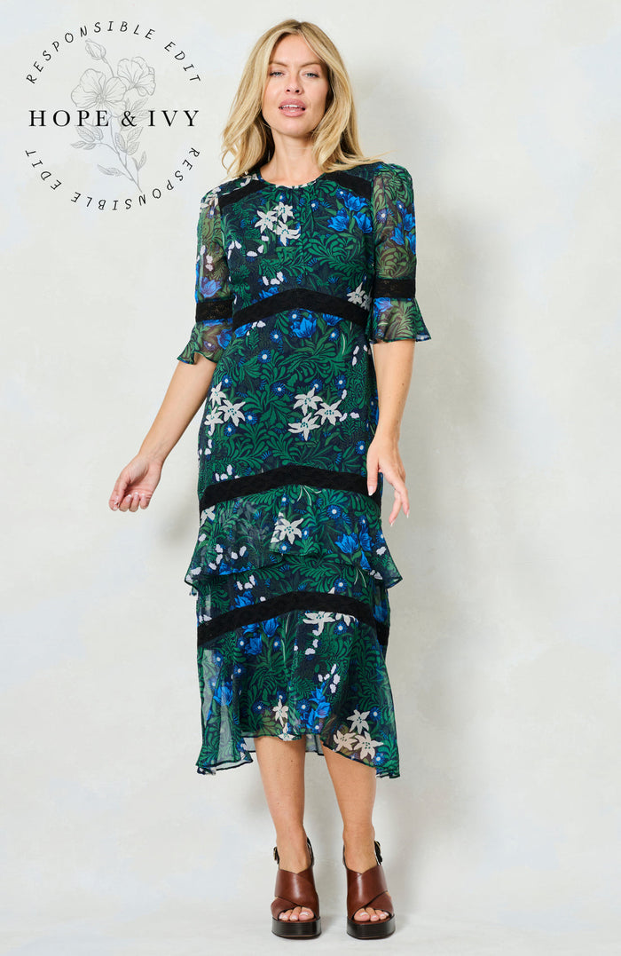 The Jemima Midi Dress (Green Multi)