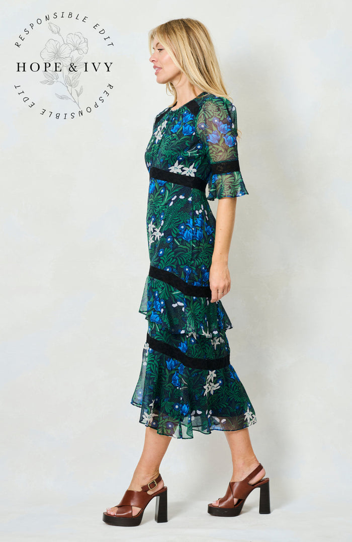 The Jemima Midi Dress (Green Multi)