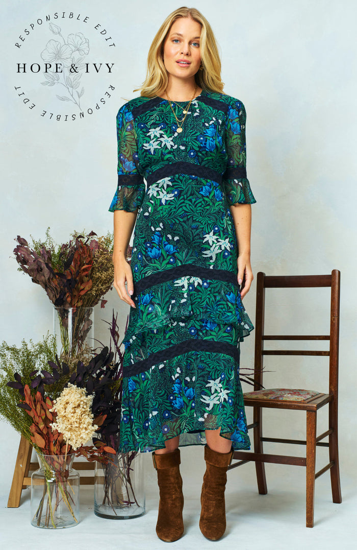 The Jemima Midi Dress (Green Multi)