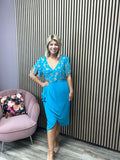 THE JULIA EMBELLISHED MIDI DRESS (TURQUOISE)