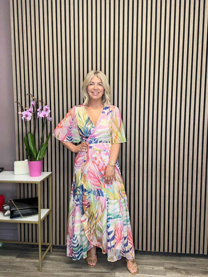 The Leah Maxi Wrap Dress (Pink/Multi)