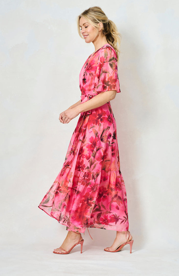 The Pleasance Maxi Wrap Dress (Pink Multi)