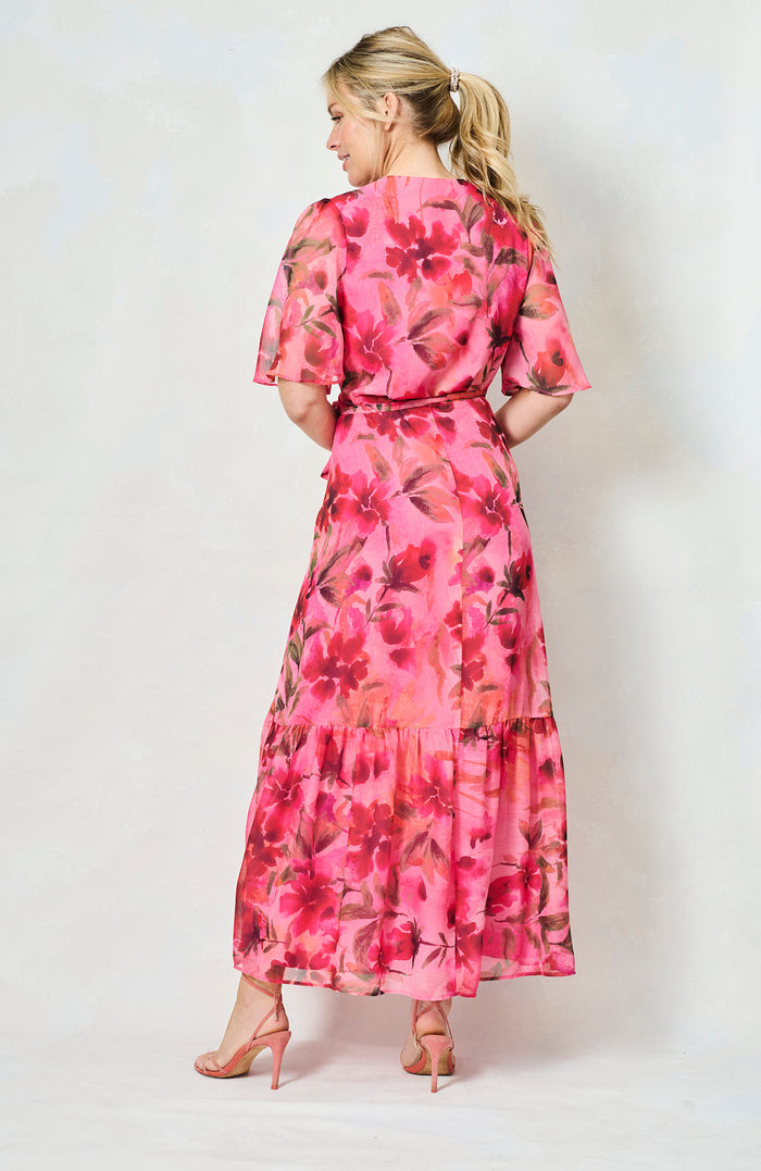 The Pleasance Maxi Wrap Dress (Pink Multi)