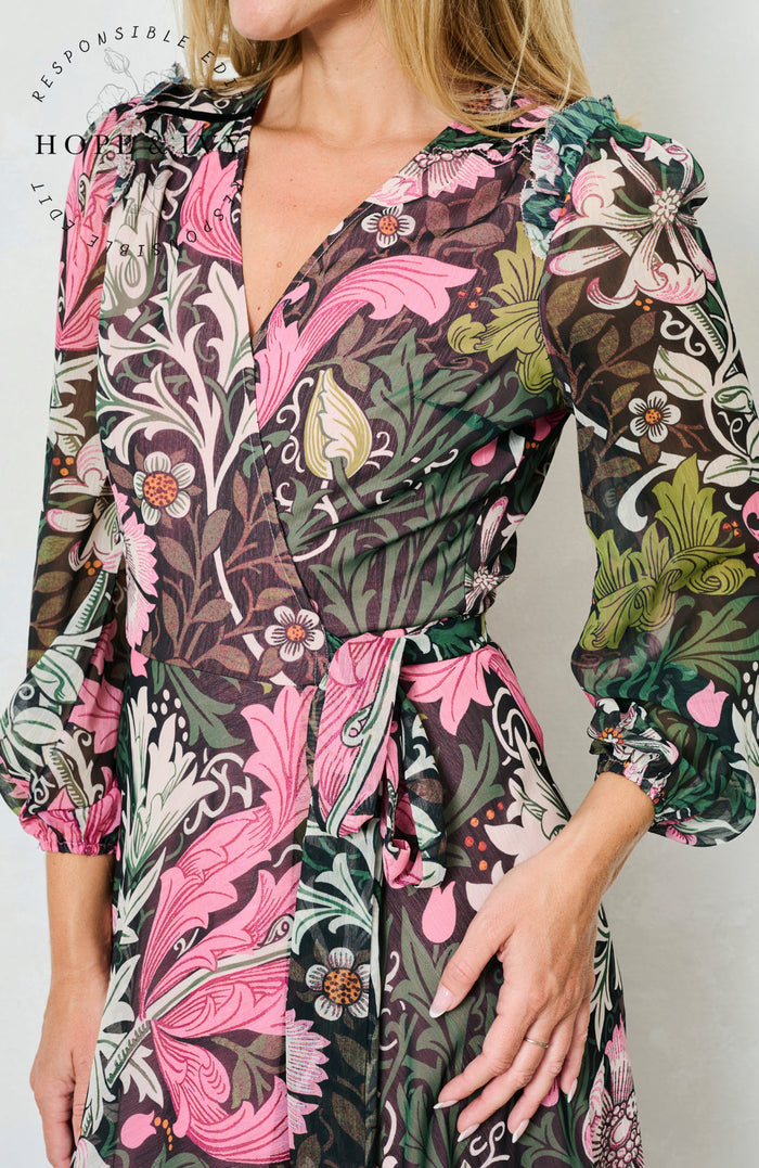 The Rosehip Maxi Wrap Dress (Pink Multi)