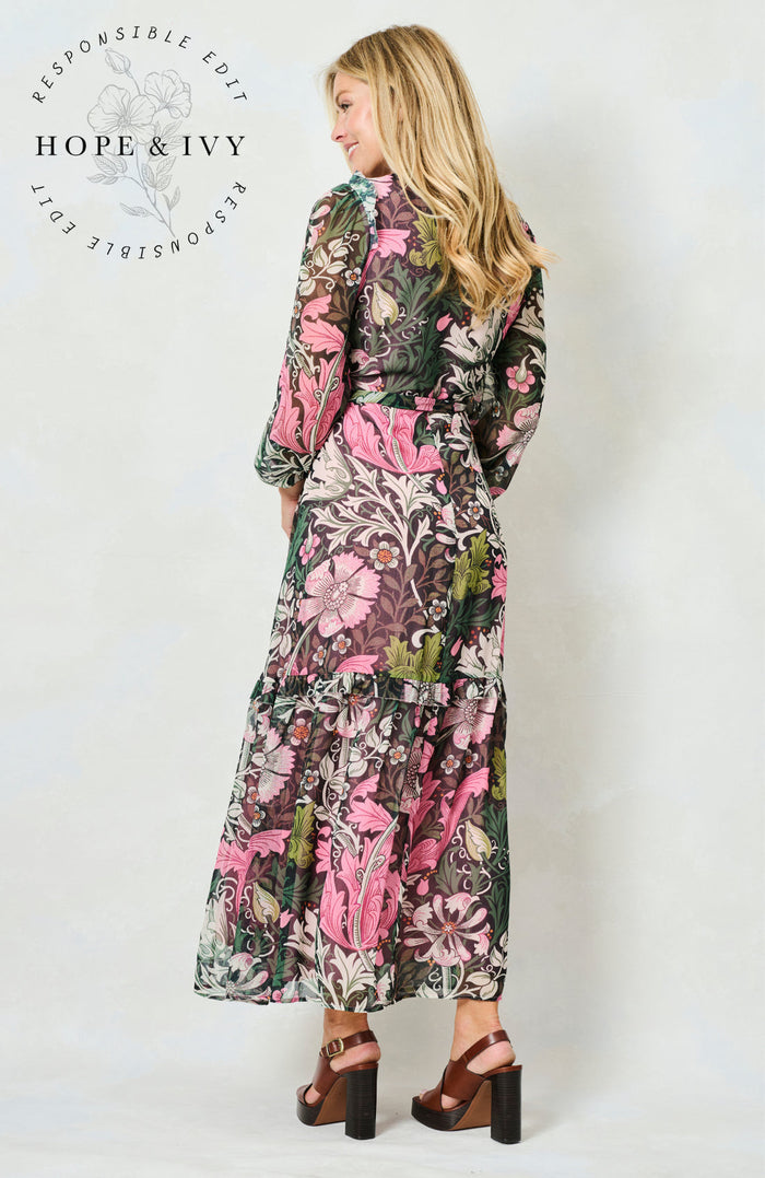 The Rosehip Maxi Wrap Dress (Pink Multi)