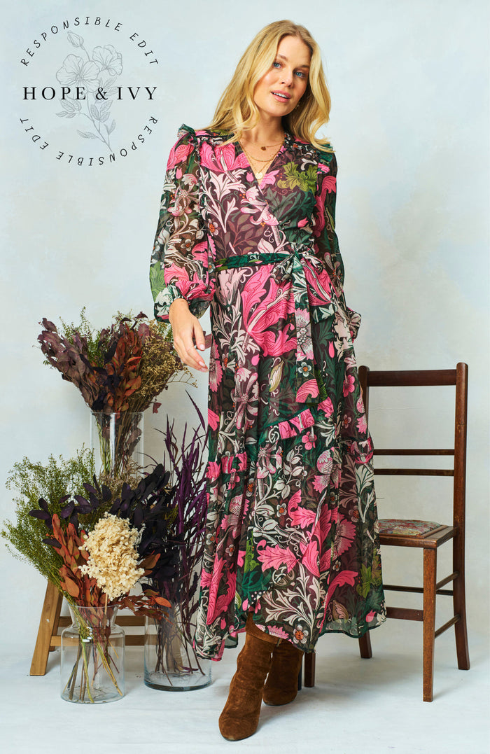 The Rosehip Maxi Wrap Dress (Pink Multi)
