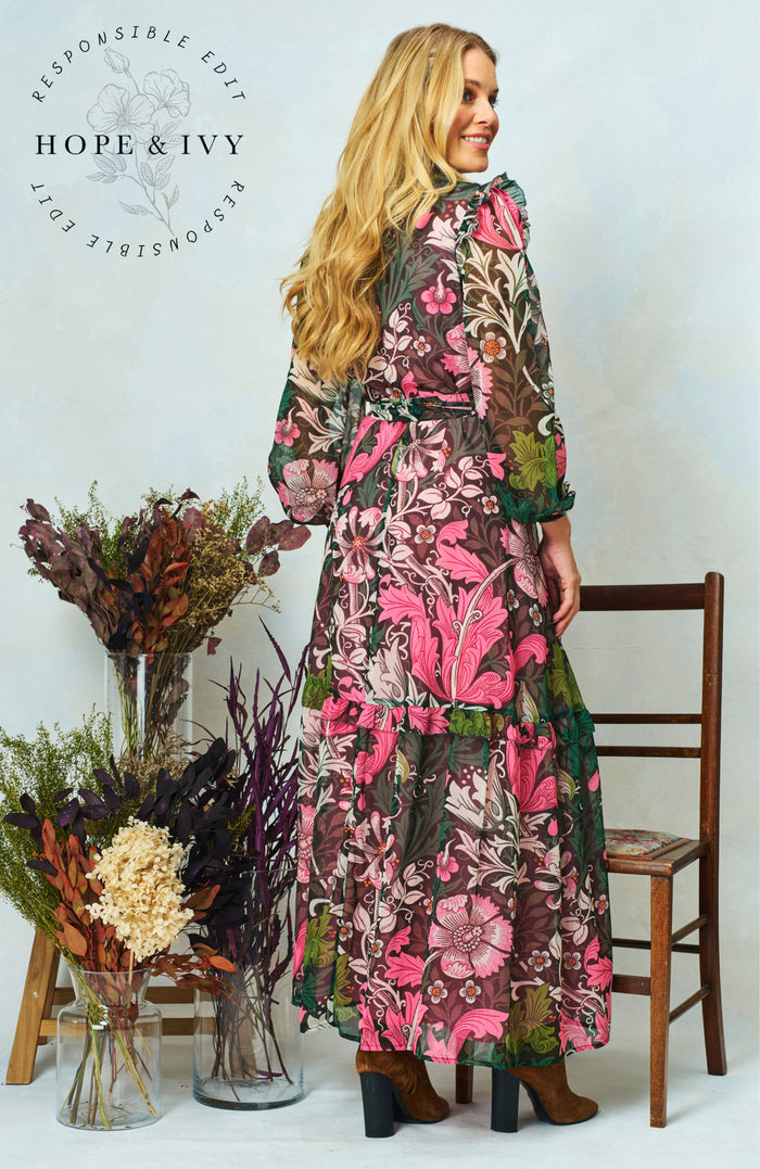 The Rosehip Maxi Wrap Dress (Pink Multi)