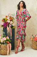 The Rosemary Midi Dress (Pink/Green)