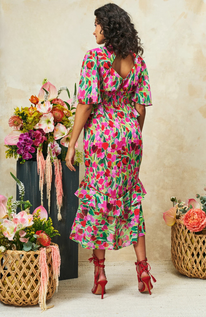 The Rosemary Midi Dress (Pink/Green)