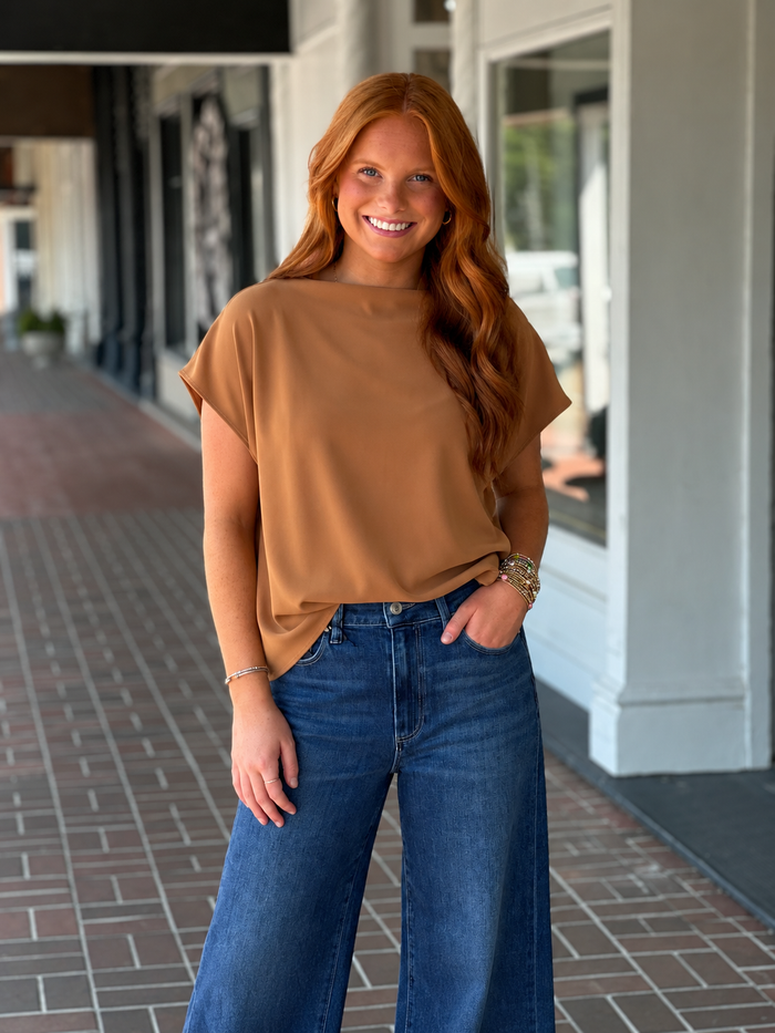 There When You Need It Caramel Brown Top