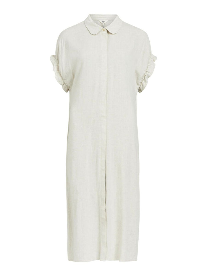 Tiana Linen Blend Shirt Dress (Sandshell)