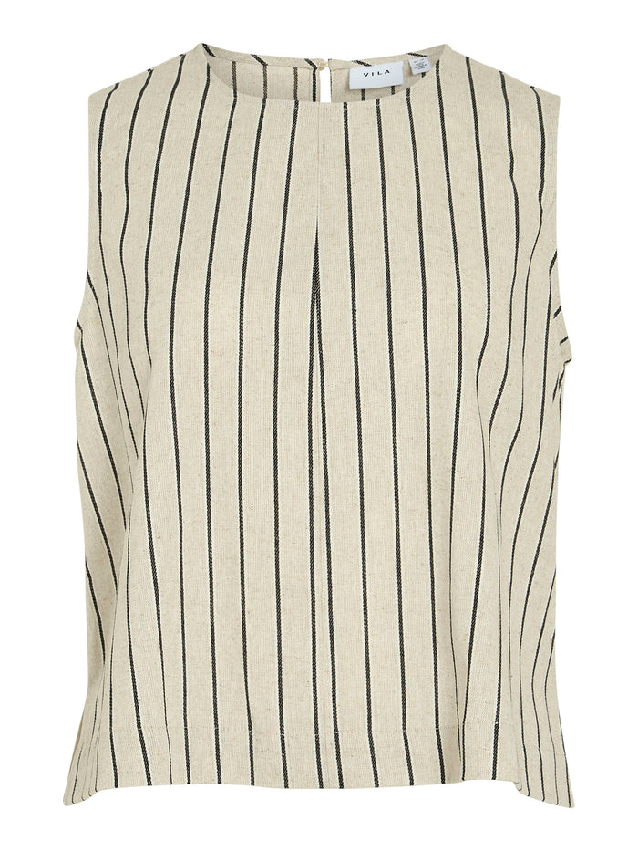 Tiba Sleeveless Top (Natural/ Black)