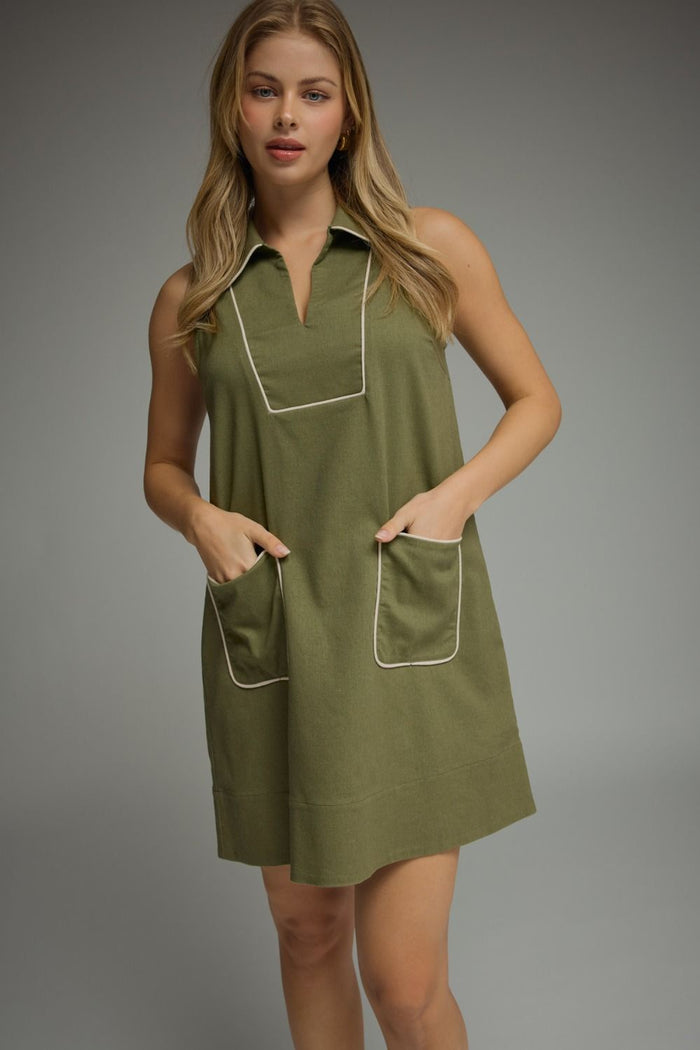 Too Much Time Olive Mini Dress