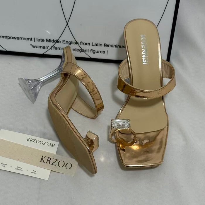 Transparent Rhinestone Wedge Heels