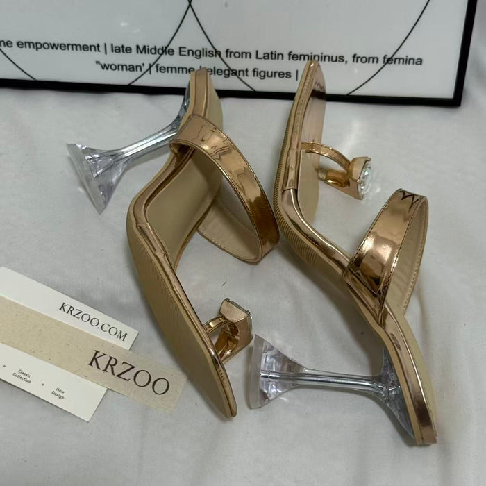 Transparent Rhinestone Wedge Heels
