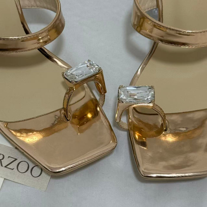 Transparent Rhinestone Wedge Heels