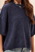 Tribal Lofty Elbow Sleeve Crewneck in Nightfall