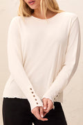 Tribal Long Sleeve Crew Neck Top in Moonstone