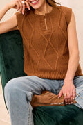 Tribal Split Neck Sleeveless Crewneck in Hazelwood