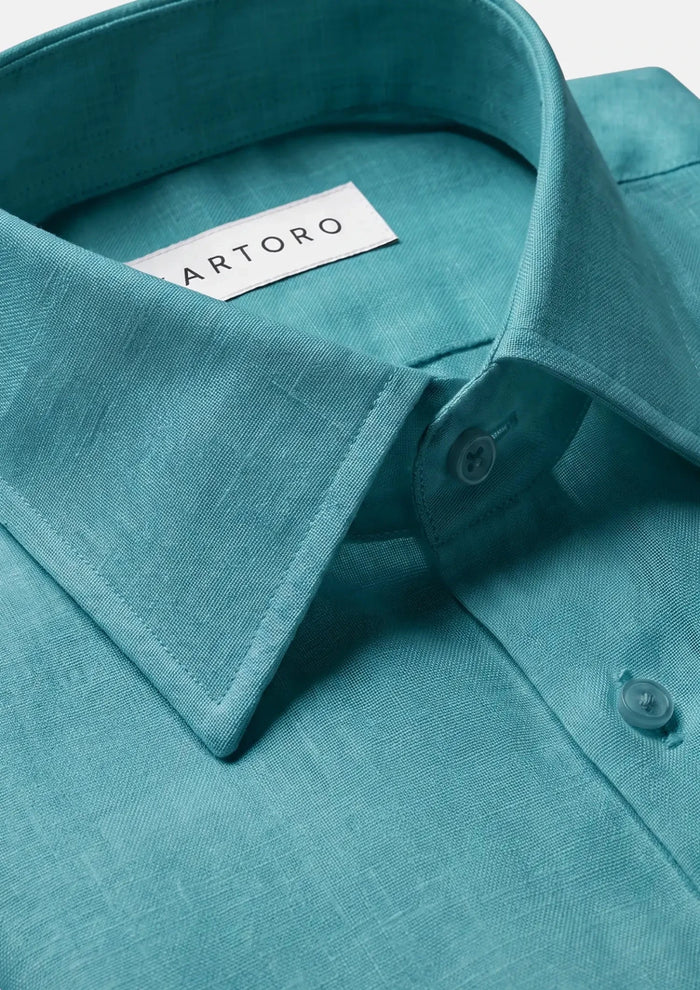 Turkish Blue Linen Shirt - SARTORO
